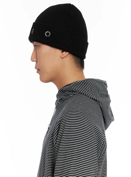 Men's Ribbed Eyelet Beanie IS502