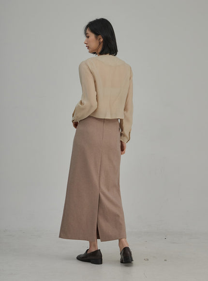 Ribbon Detail Button Cropped Blouse OJ304