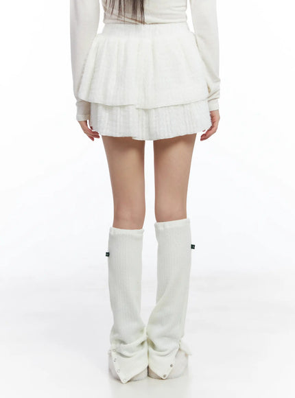 Pom-Pom Ribbon Tiered Mini Skirt CD526