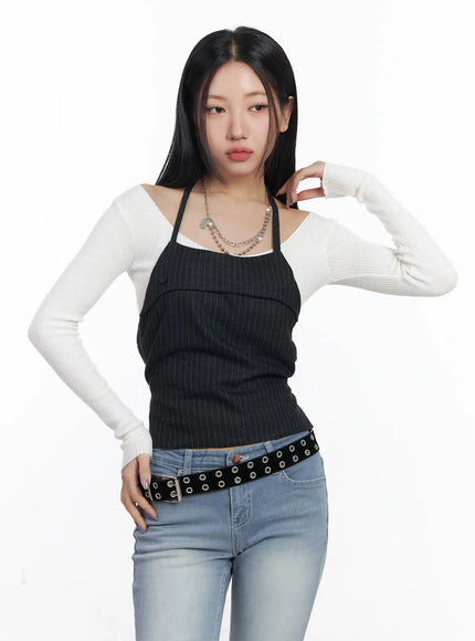 Striped Halter Bustier CF503