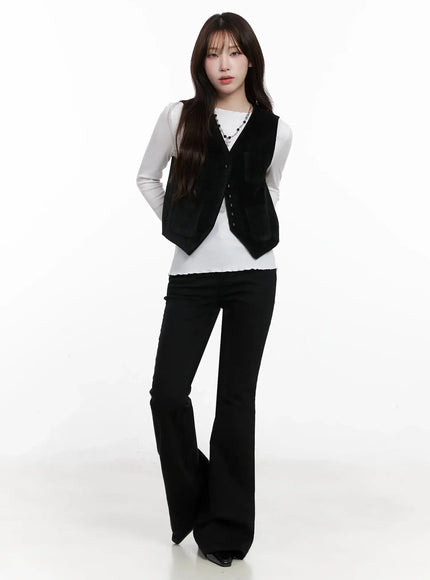 Velvet Buttoned Vest IN514