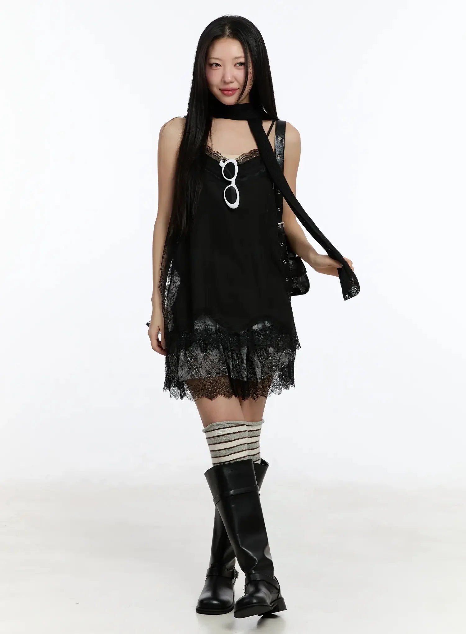 Laced Knit Thin Scarf IM513