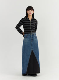 stripe-zip-up-turtleneck-knit-top-co319