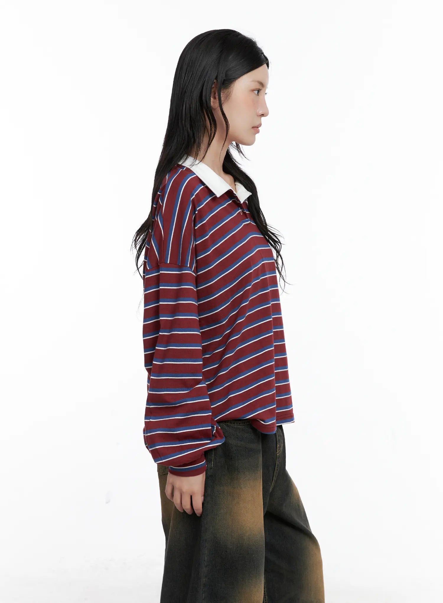 Striped Polo Long Sleeve Shirt CS526