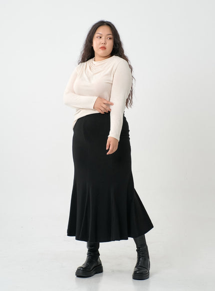 Plus Mermaid Line Long Bending Skirt IO06