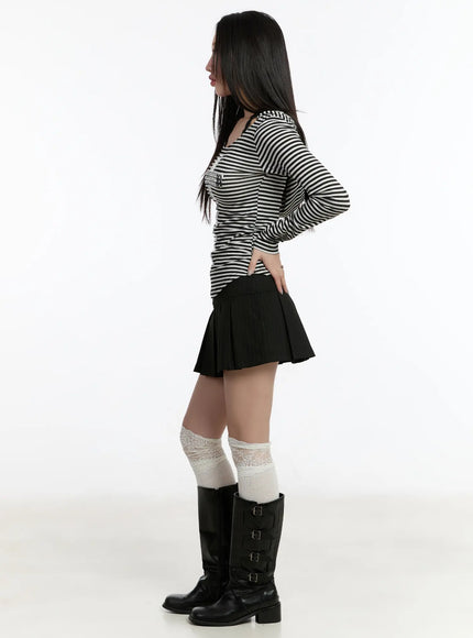 Striped Pleated Mini Skirt CM511
