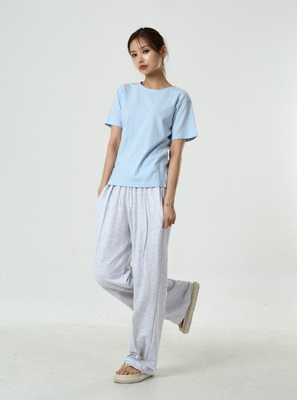 Pin-tuck Wide Leg Sweat Pants CU7