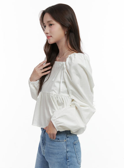 classic-square-neck-ribbon-sleeve-blouse-os416