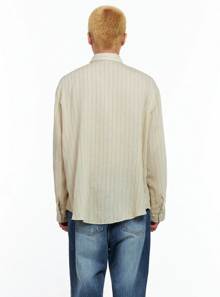 Men's Linen Button-Up Shirt IL514