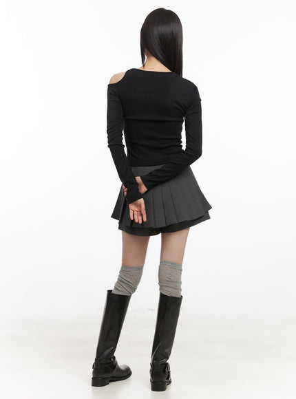 Pleated Mini Skirt with Built-In Shorts CJ528