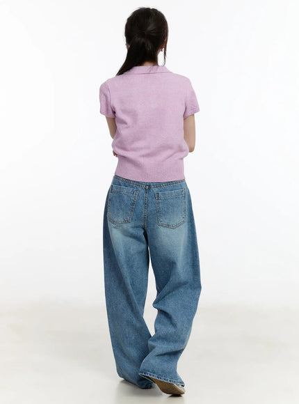 Zee Classic Washed Wide Leg Jeans CM505