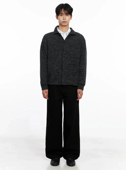 Men's Button-Up Collar Knit Cardigan IO516