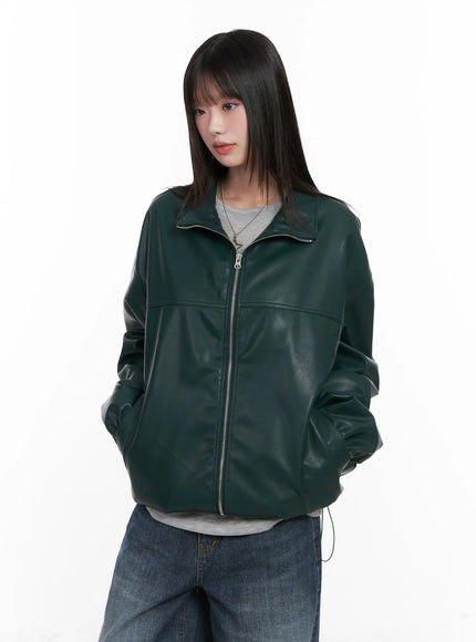 Oversized Faux-Leather Jacket CN511