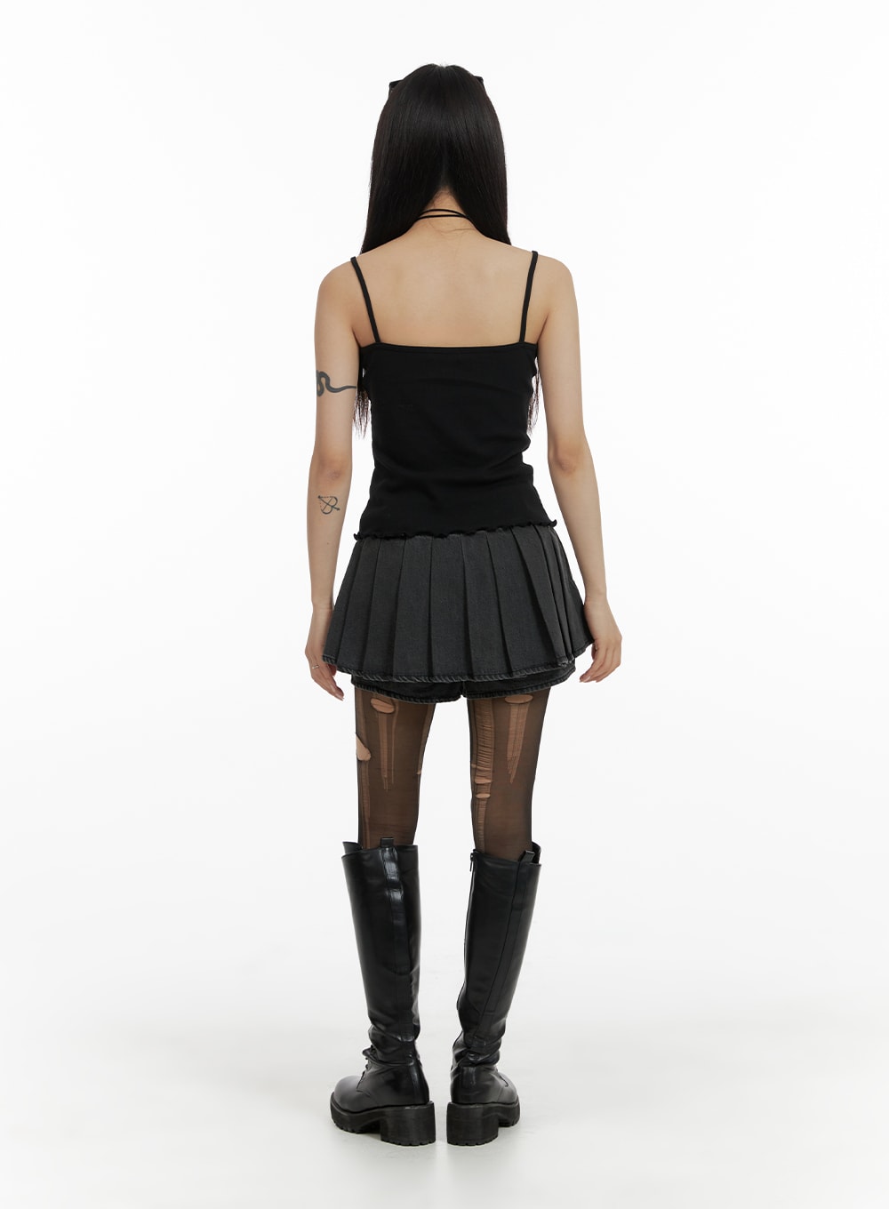 pleated-denim-mini-skort-with-belt-cf429