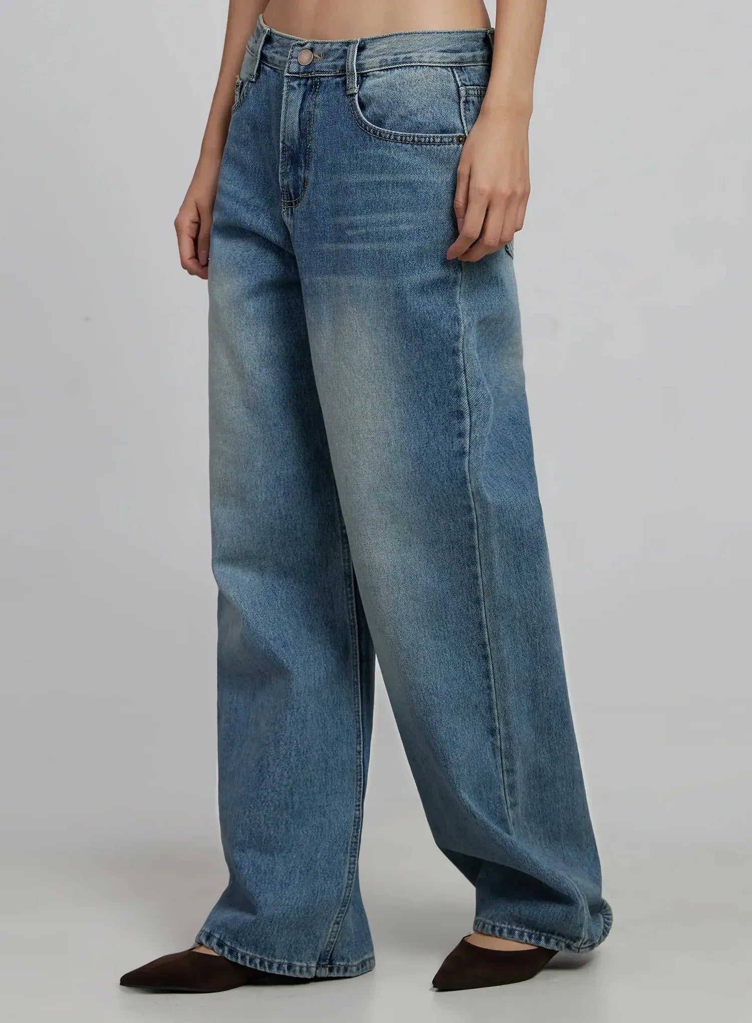 Zahra Vintage Washed Wide Jeans IM520