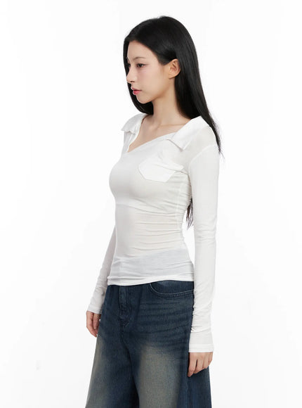 asymmetrical-collar-slim-fit-long-sleeve-top-cg526