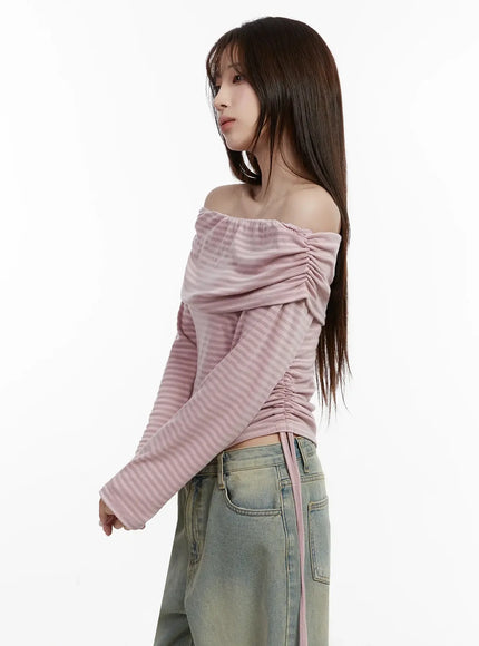 striped-off-shoulder-shirred-top-ij516