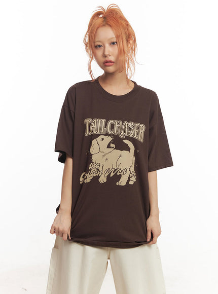 Golden Pup Graphic Oversize T-Shirt IM528