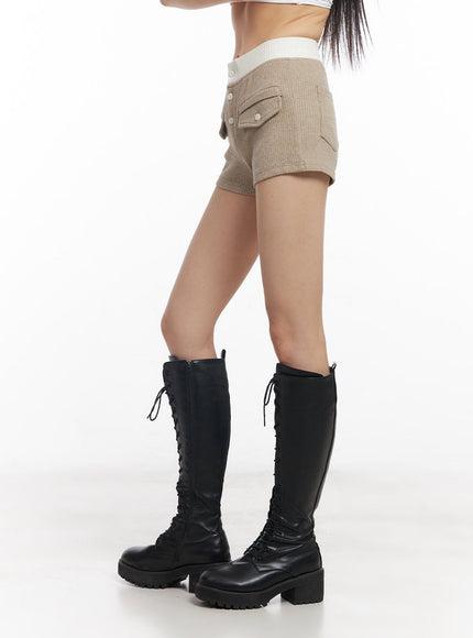 ribbed-two-tone-slim-fit-shorts-cy514