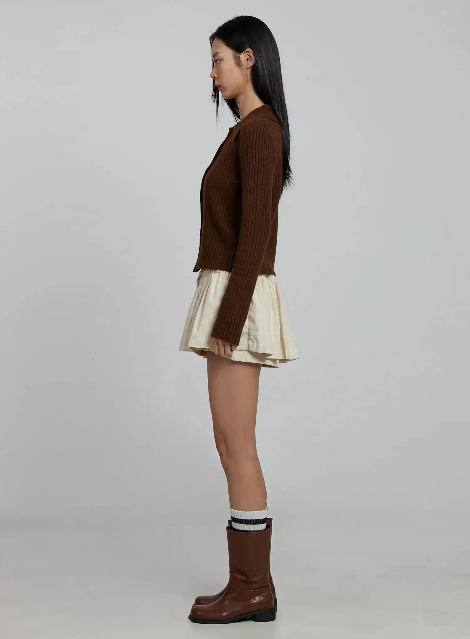 Ribbed Knit Button-Up Cardigan IM520