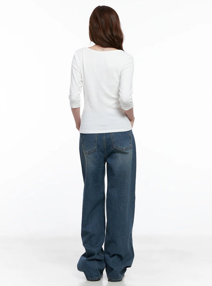 Casual Boat Neck 3/4 Sleeve Top CG520