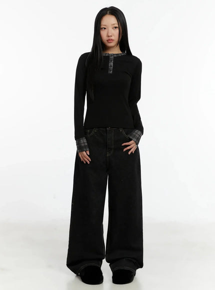 Noemi Wide Leg Stitch Jeans ID525