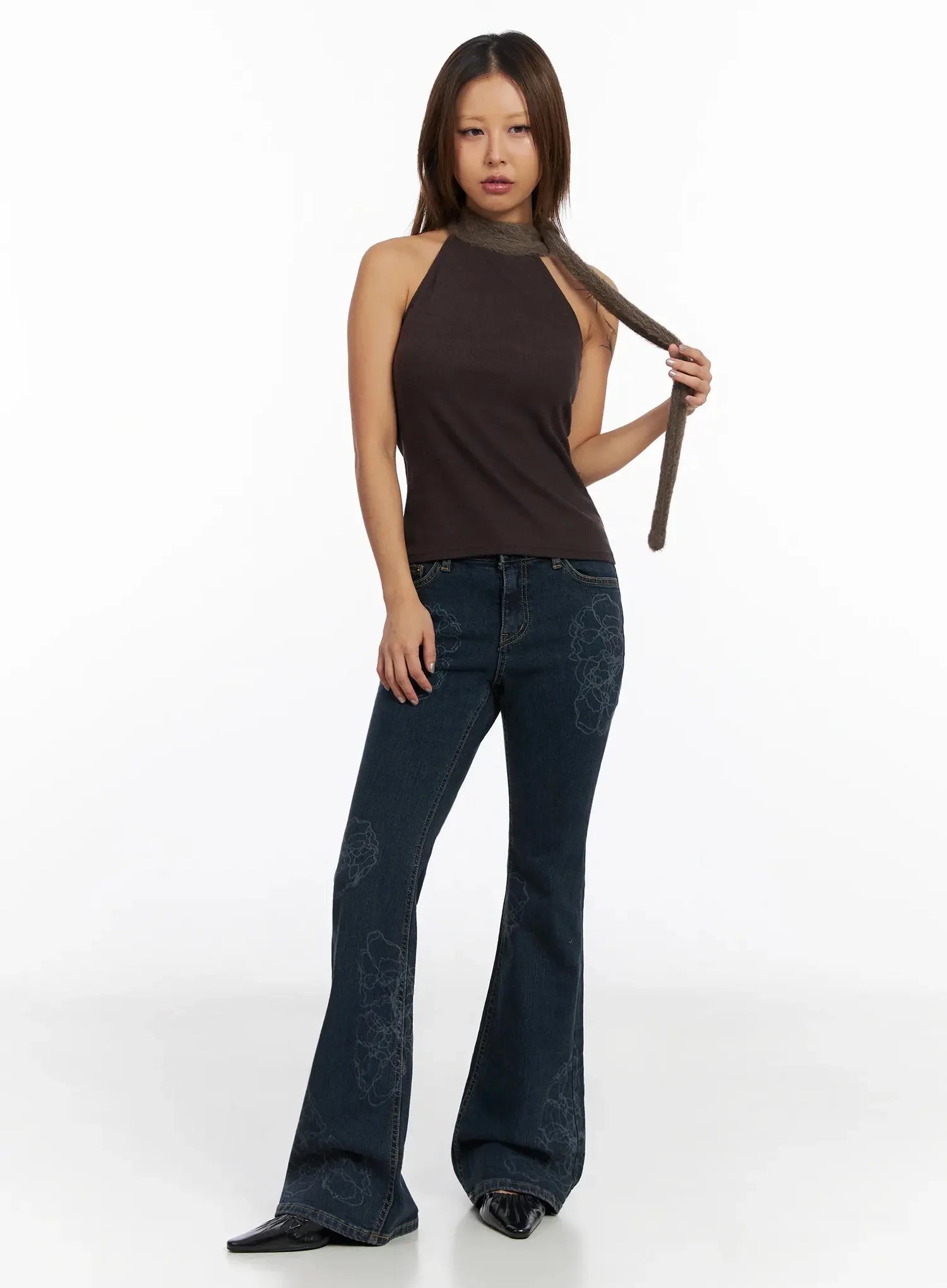 Amari Floral Embriodered Bootcut Jeans IN528