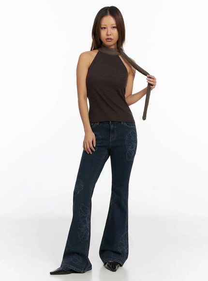 Amari Floral Embriodered Bootcut Jeans IN528