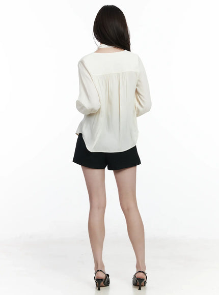 v-neck-shirred-blouse-and-scarf-set-if525