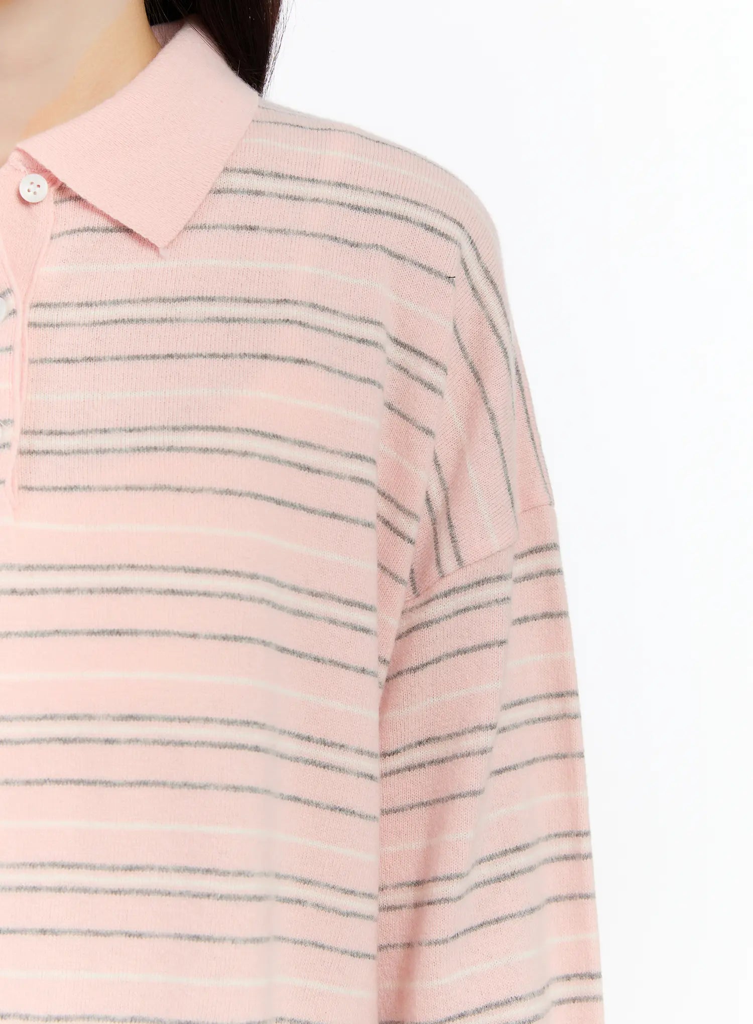 Oversized Striped Collar Knit Top CM510