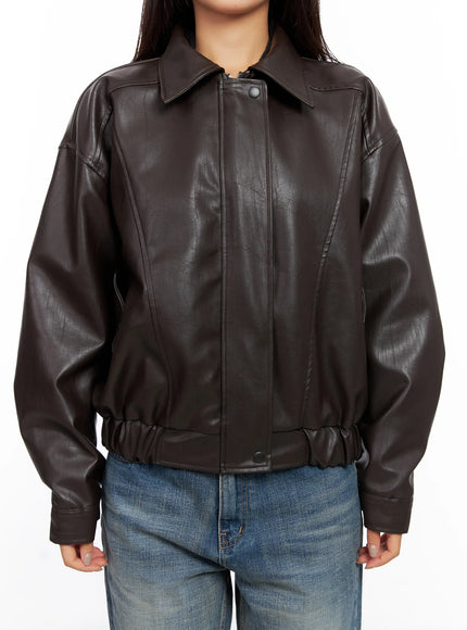 Faux Leather Bomber Jacket CD321