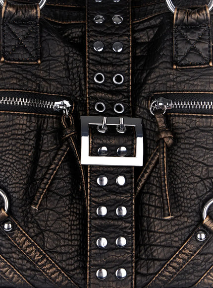 Faux-Leather Eyelet Belted Crossbody Bag CF503