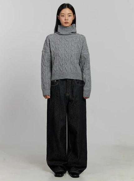 Malia Fleece-Lined Dark Wash Wide Jeans IJ502