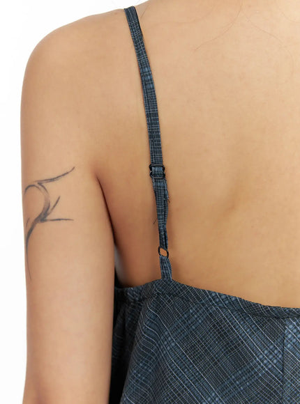 asymmetric-lace-trim-plaid-midi-dress-cf511