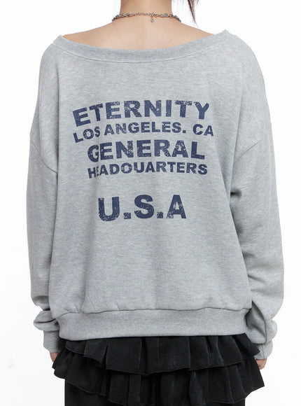 98 Graphic Off-Shoulder Sweatshirt CS502