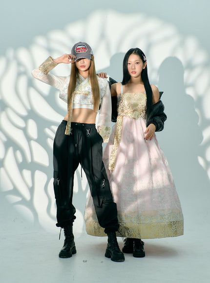 Twin Strap Cargo Parachute Baggy Pants BD23