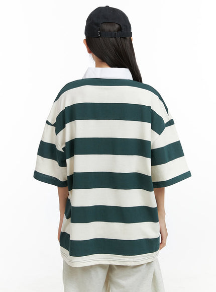 oversize-stripe-polo-top-ol408