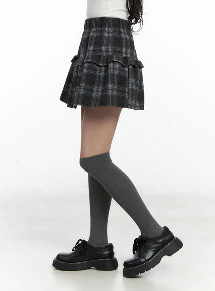 plaid-tiered-mini-skirt-cn527