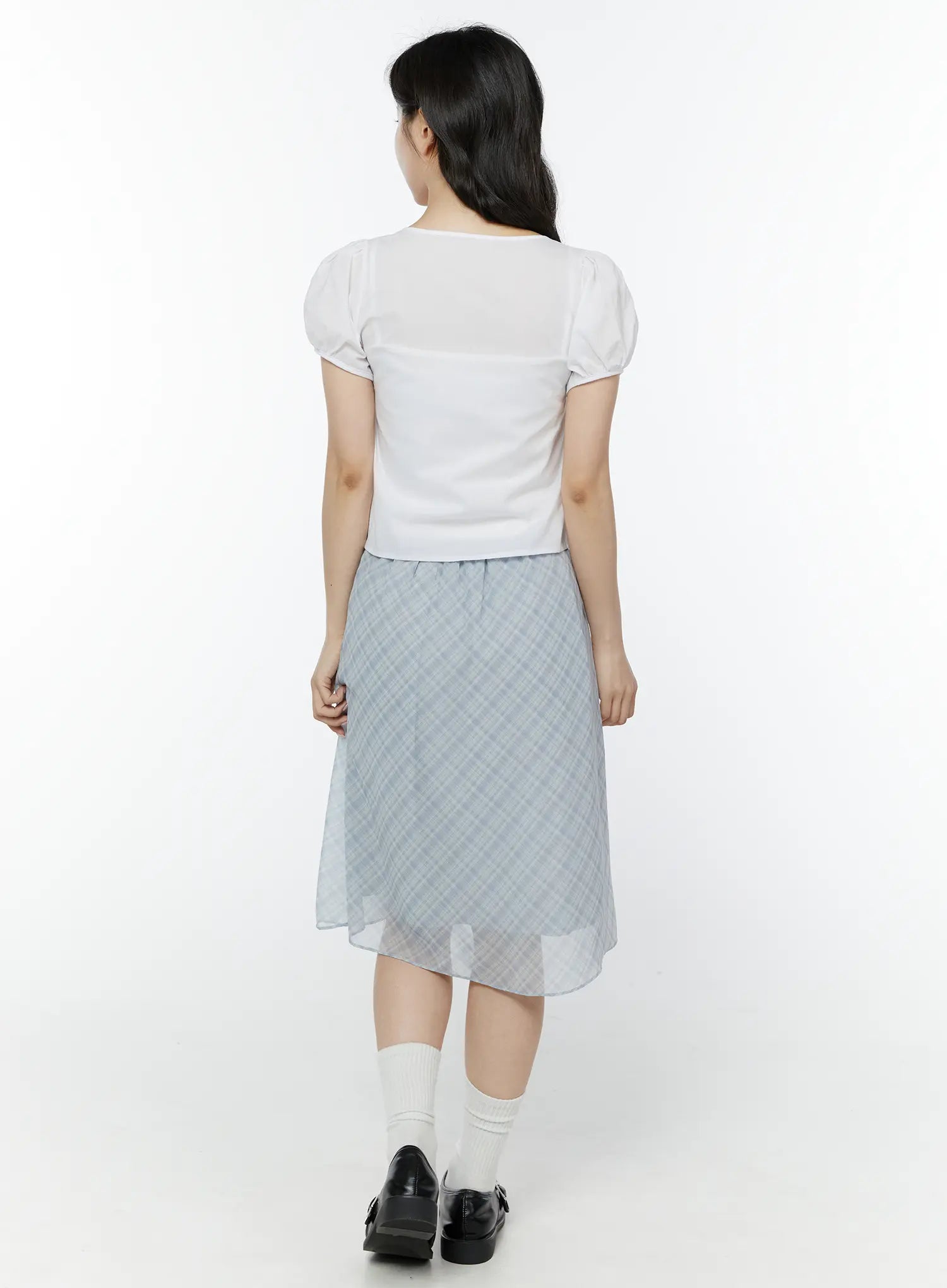 puff-sleeve-shirred-button-blouse-iy507