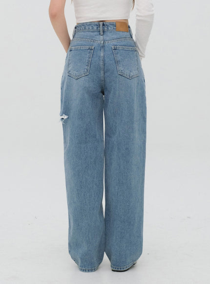 Torn Wide Leg Jeans C1002