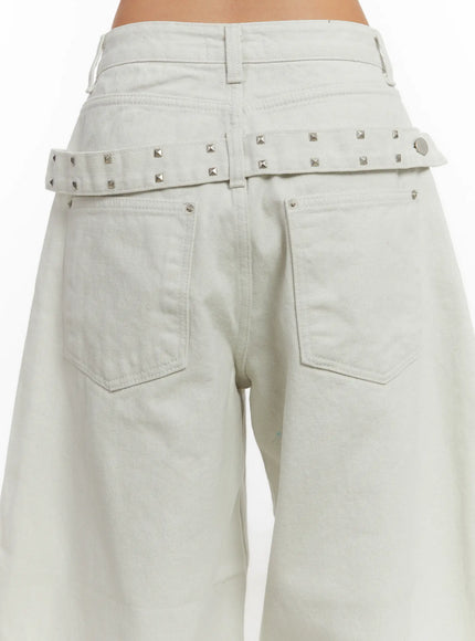 Wide Leg Cotton Pants with Belt Detail CD517