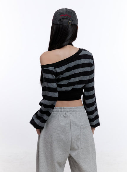 Striped Crop Knit Sweater CJ509