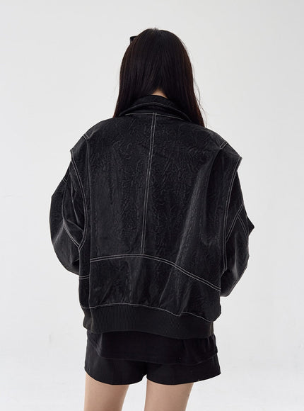 Over Fit Stitch Veste en similicuir Unisexe CG16