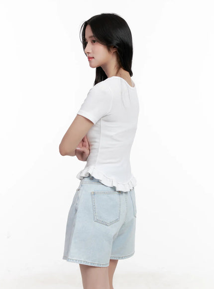 Ruffle Scoop-Neck Top CL516