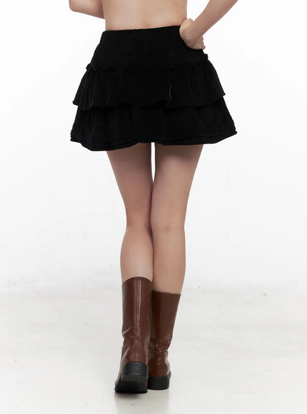 Corduroy Ruffle Mini Skirt CO531