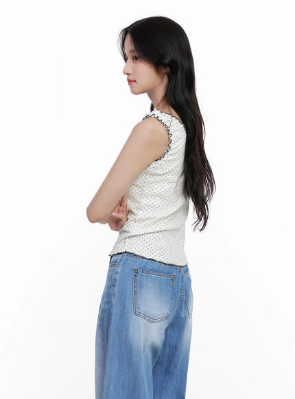 Polka Dot Ruffle Scrunch Top CL516