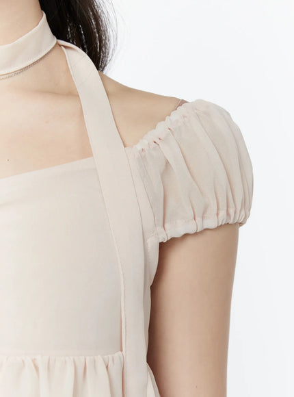 chiffon-layered-blouse-and-skinny-scarf-set-iy511