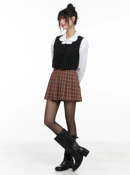 Plaid Pleated Mini Skirt CG519