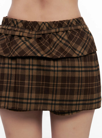 plaid-ring-belt-mini-skirt-cn514