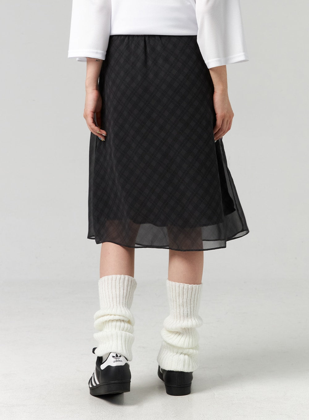 話題の行列 lip Her to／Plaid Skirt Midi Jacquard ロングスカート